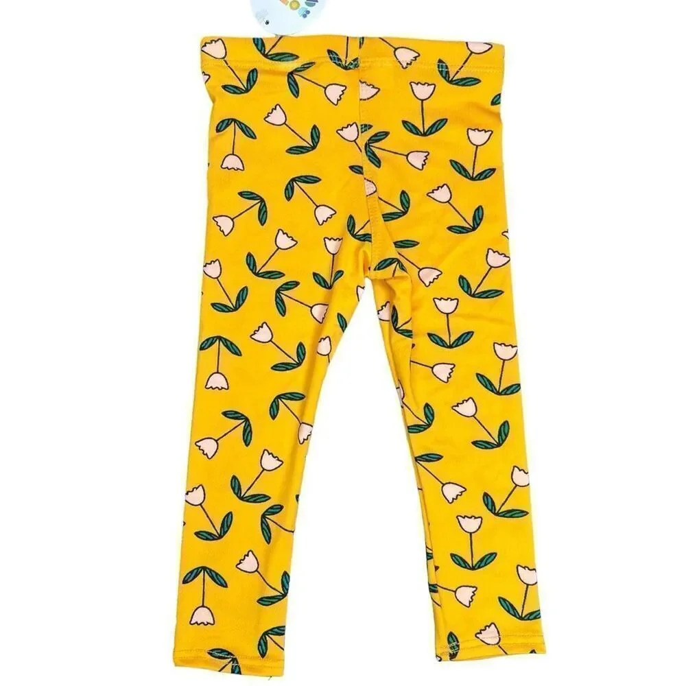 NEW Dot Dot Smile Yellow Pink Floral Leggings 2T